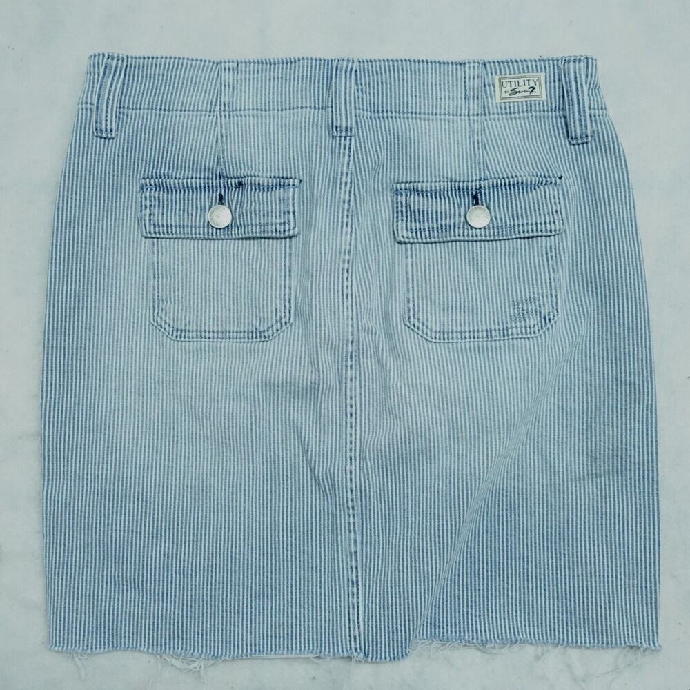 Seven7 for all Mankind Denim Jean Skirt Utility Railroad Striped Frayed 14 - Picture 3 of 8